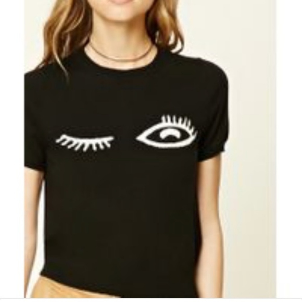 Forever 21 Winking Eye Print Blouse/Sweater Top
